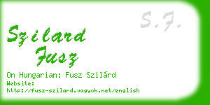 szilard fusz business card